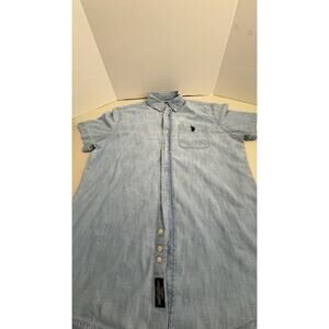 US Polo Assoc Men's Shirt Chambray 100% S CottonButton Down Short Sleeve
